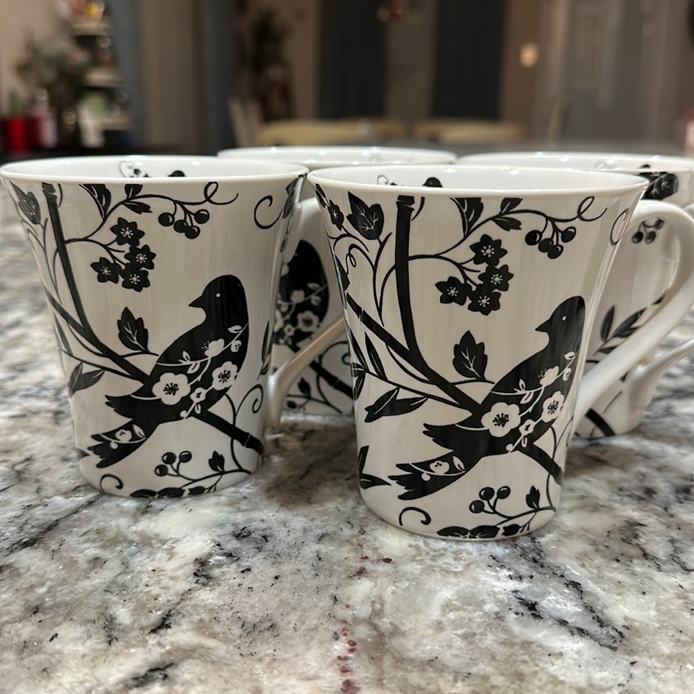 222 Fifth Garden Revelry tea/coffee mugs - set of 4